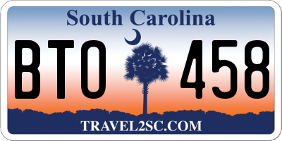 SC license plate BTO458