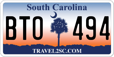 SC license plate BTO494