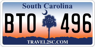 SC license plate BTO496