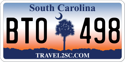 SC license plate BTO498
