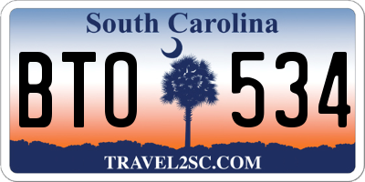SC license plate BTO534
