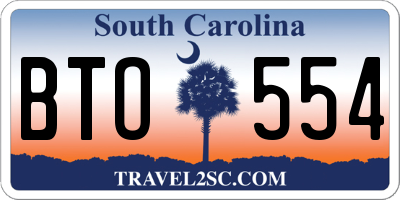 SC license plate BTO554