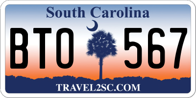 SC license plate BTO567