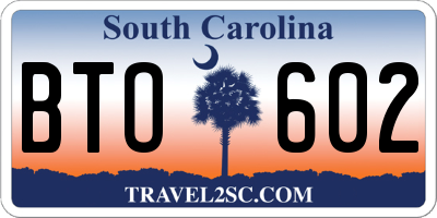 SC license plate BTO602