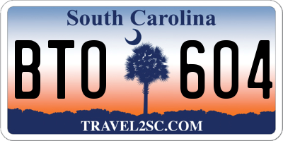 SC license plate BTO604