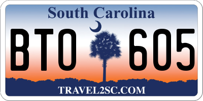 SC license plate BTO605