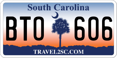 SC license plate BTO606