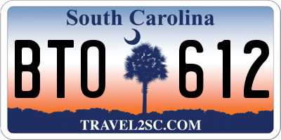 SC license plate BTO612