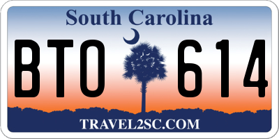 SC license plate BTO614