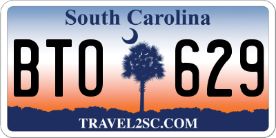SC license plate BTO629