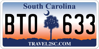 SC license plate BTO633