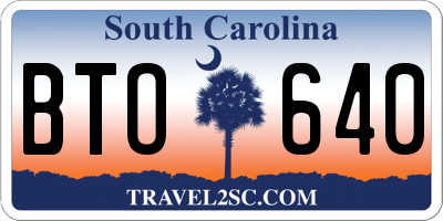 SC license plate BTO640