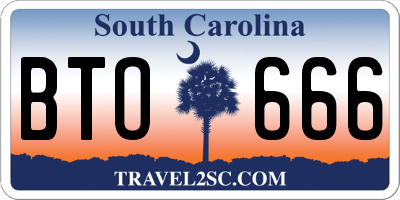 SC license plate BTO666