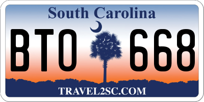 SC license plate BTO668