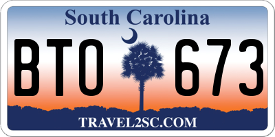 SC license plate BTO673