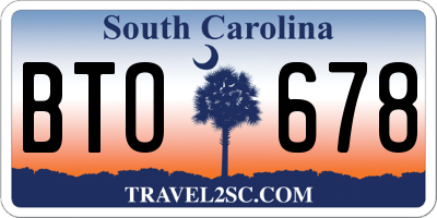 SC license plate BTO678