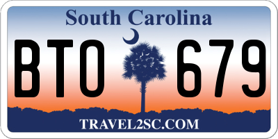 SC license plate BTO679