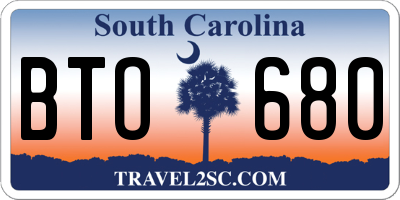 SC license plate BTO680