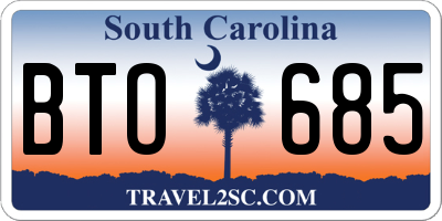 SC license plate BTO685