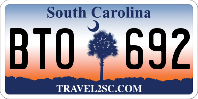 SC license plate BTO692
