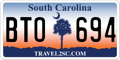 SC license plate BTO694