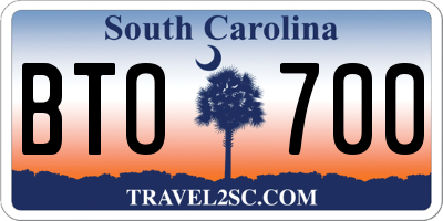 SC license plate BTO700