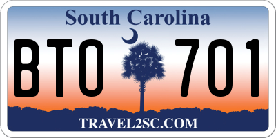 SC license plate BTO701