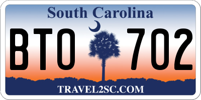 SC license plate BTO702