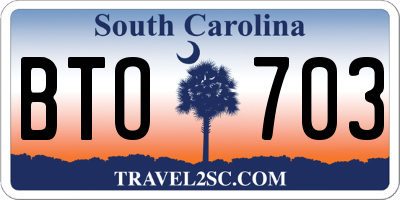 SC license plate BTO703