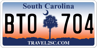 SC license plate BTO704