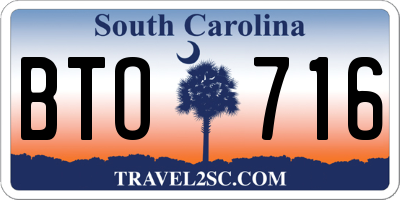 SC license plate BTO716