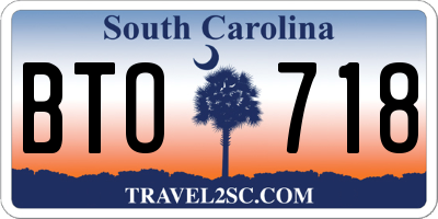 SC license plate BTO718