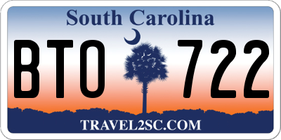SC license plate BTO722
