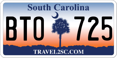 SC license plate BTO725