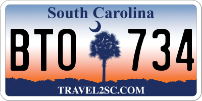 SC license plate BTO734