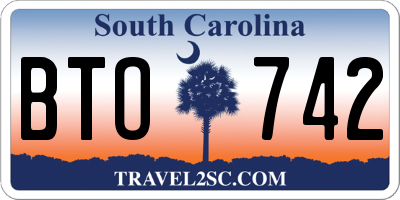 SC license plate BTO742