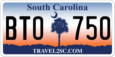 SC license plate BTO750