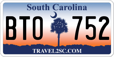 SC license plate BTO752