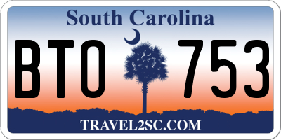SC license plate BTO753