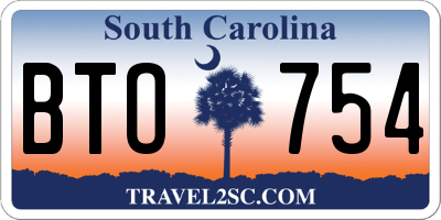 SC license plate BTO754
