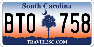 SC license plate BTO758