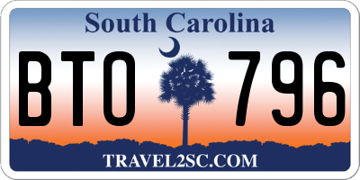 SC license plate BTO796