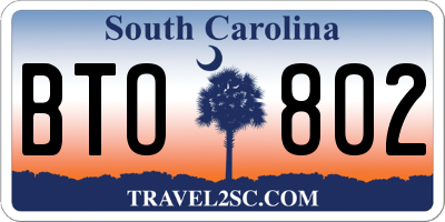 SC license plate BTO802