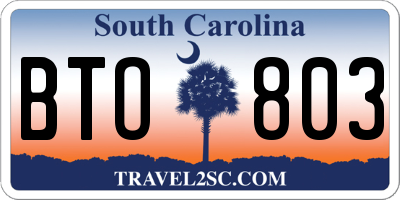 SC license plate BTO803