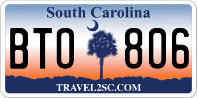 SC license plate BTO806