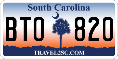 SC license plate BTO820