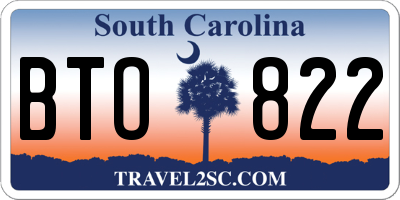SC license plate BTO822