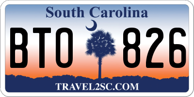 SC license plate BTO826