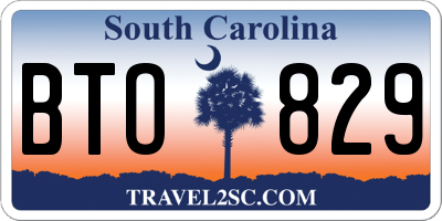 SC license plate BTO829