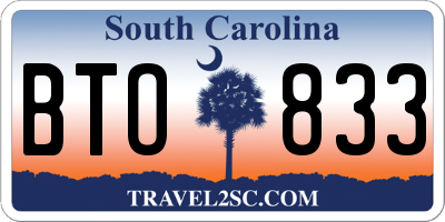 SC license plate BTO833